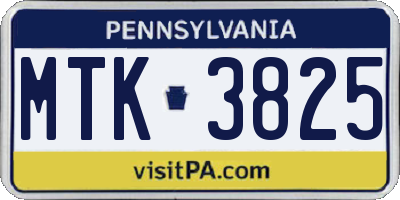 PA license plate MTK3825
