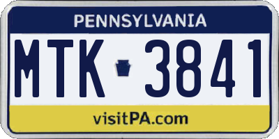 PA license plate MTK3841