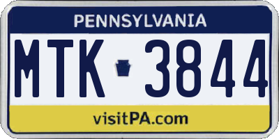PA license plate MTK3844