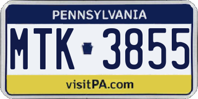 PA license plate MTK3855