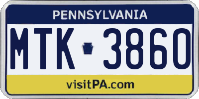 PA license plate MTK3860