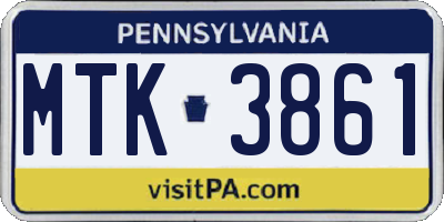 PA license plate MTK3861