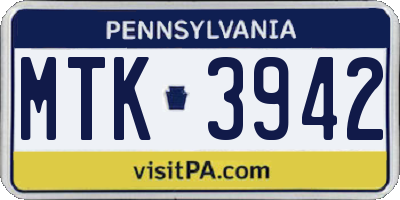 PA license plate MTK3942