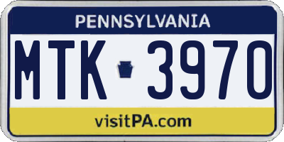 PA license plate MTK3970