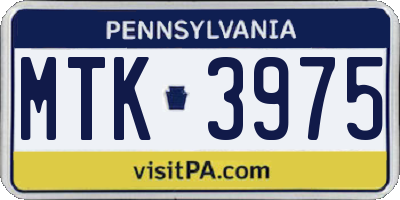 PA license plate MTK3975