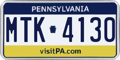 PA license plate MTK4130