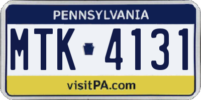 PA license plate MTK4131