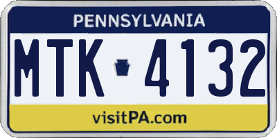 PA license plate MTK4132