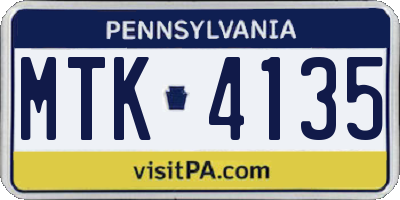 PA license plate MTK4135