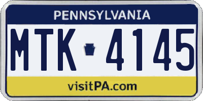 PA license plate MTK4145