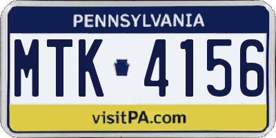PA license plate MTK4156