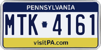 PA license plate MTK4161