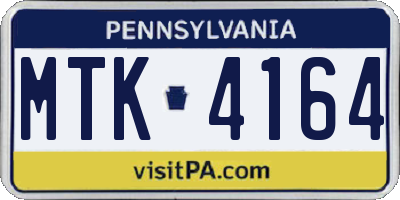 PA license plate MTK4164