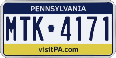 PA license plate MTK4171