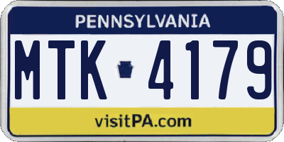 PA license plate MTK4179