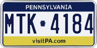 PA license plate MTK4184