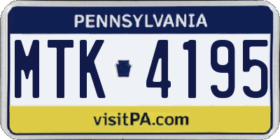 PA license plate MTK4195
