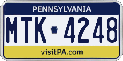PA license plate MTK4248