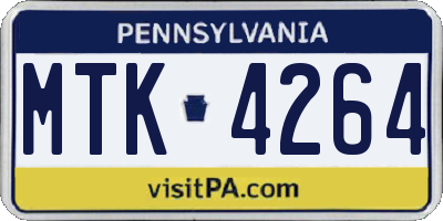 PA license plate MTK4264