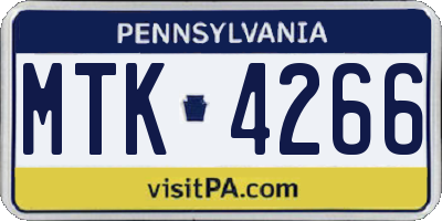 PA license plate MTK4266