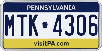 PA license plate MTK4306