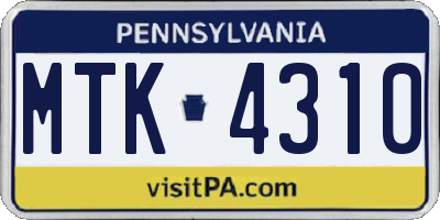 PA license plate MTK4310