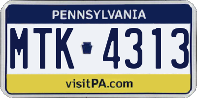 PA license plate MTK4313