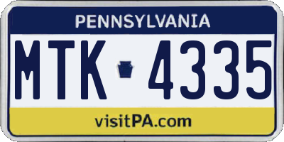 PA license plate MTK4335