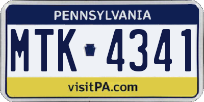 PA license plate MTK4341
