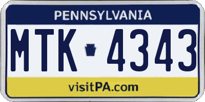 PA license plate MTK4343