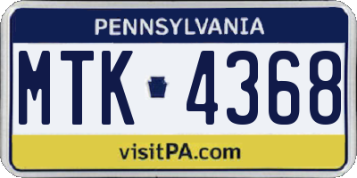 PA license plate MTK4368