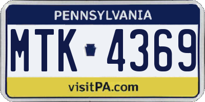 PA license plate MTK4369