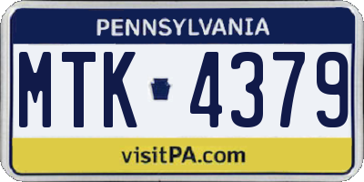 PA license plate MTK4379