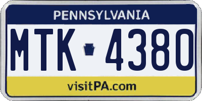 PA license plate MTK4380