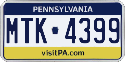 PA license plate MTK4399
