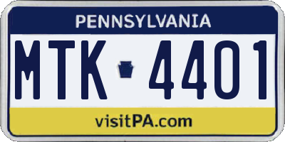 PA license plate MTK4401