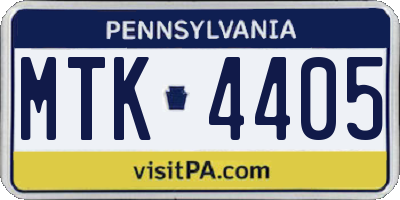 PA license plate MTK4405