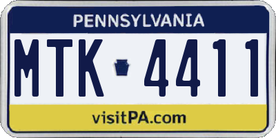 PA license plate MTK4411
