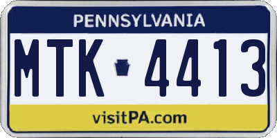 PA license plate MTK4413