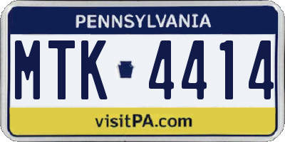 PA license plate MTK4414