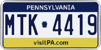 PA license plate MTK4419