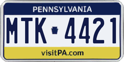 PA license plate MTK4421