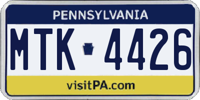 PA license plate MTK4426