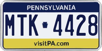 PA license plate MTK4428