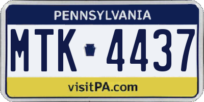 PA license plate MTK4437