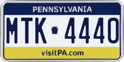 PA license plate MTK4440