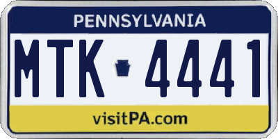 PA license plate MTK4441