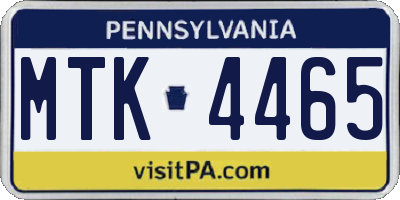 PA license plate MTK4465