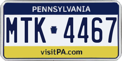 PA license plate MTK4467