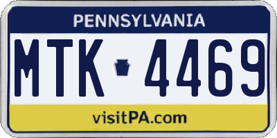 PA license plate MTK4469